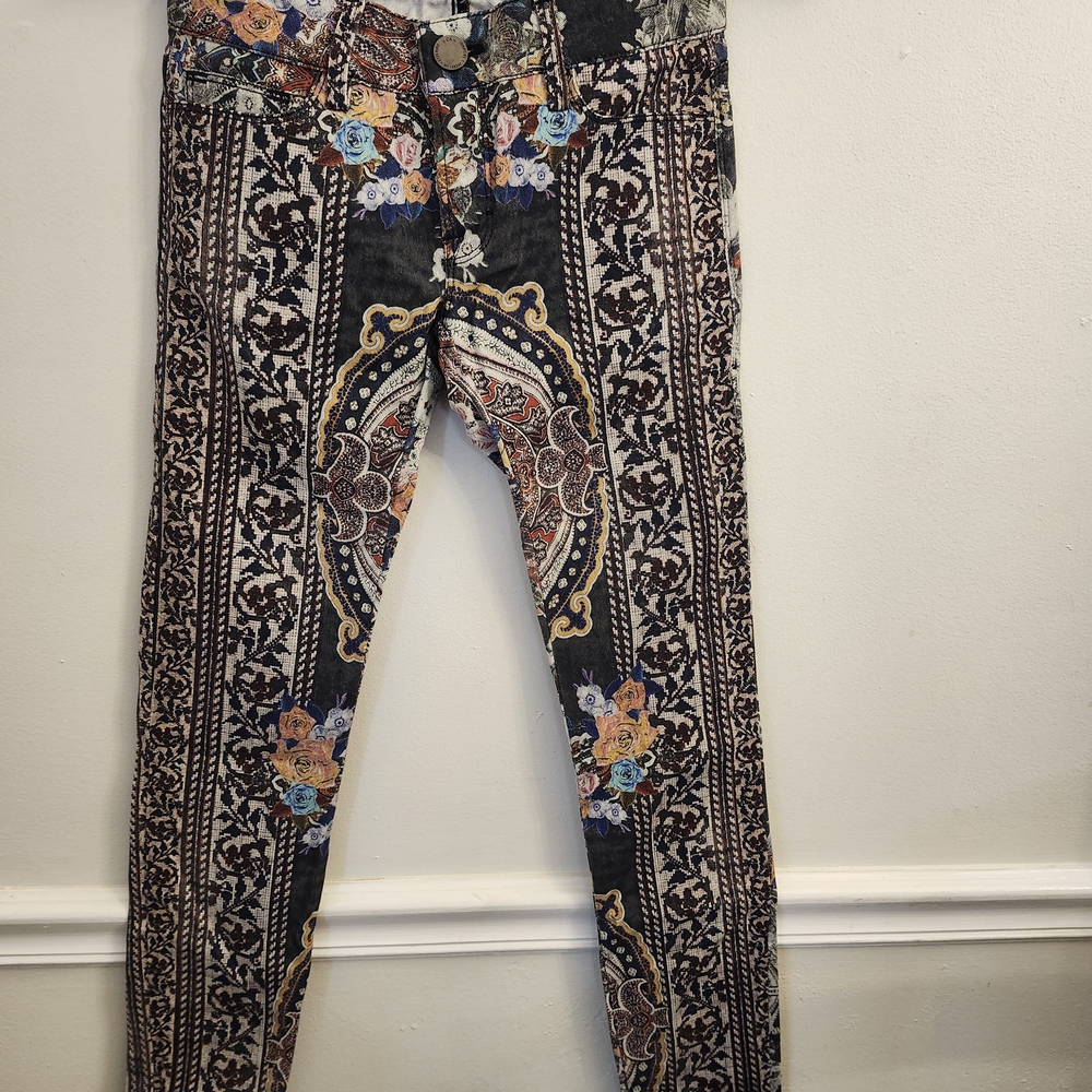 Bohemian Patterned Pants with Floral Accents